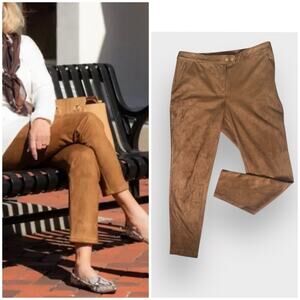 J. Jill Taylor Luxe Faux Suede Ankle Trouser Pants Leggings in Chestnut, medium